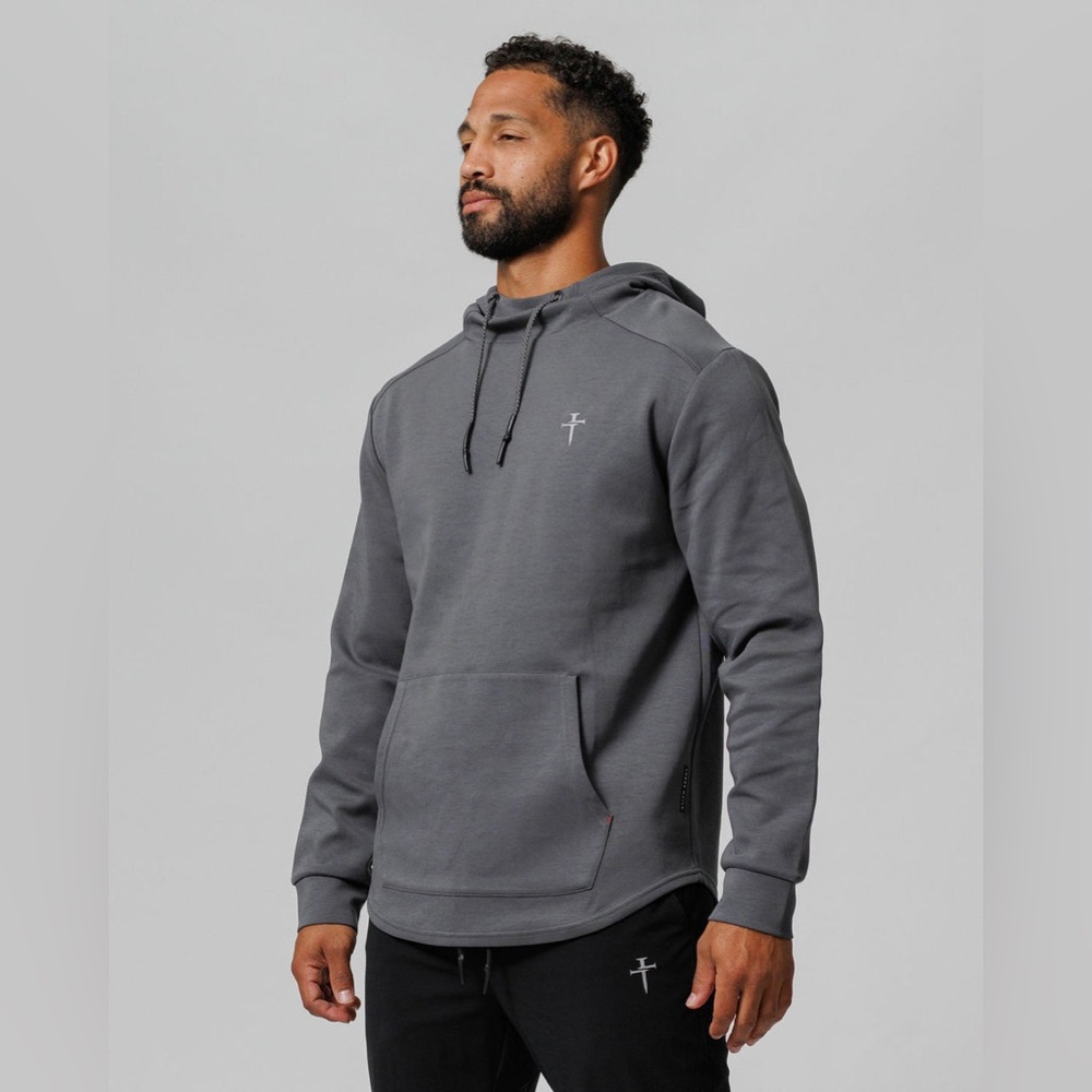Men's Grey Pullover Hoodie - Classic Fleece Sweatshirt